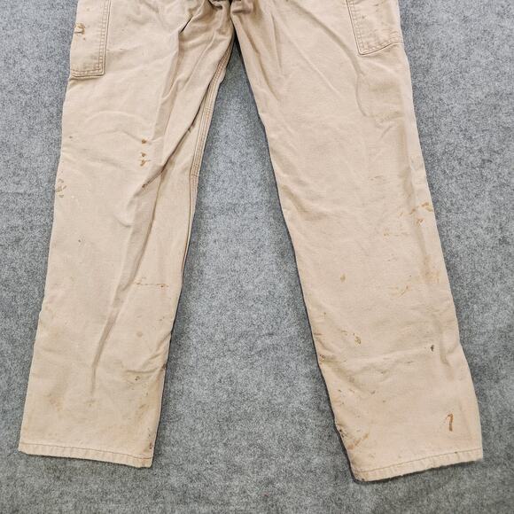 VTG Carhartt B111 Mens 31x34 Canvas Duck Flannel Lined Carpenter Pants SUN FADED - Picture 13 of 16
